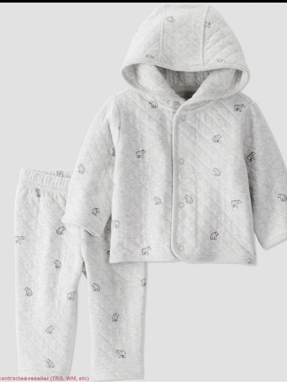 Little Planet by Carter’s Organic Baby 2pc Quilted Hooded Set - Gray Newborn